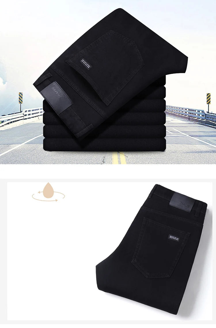Pantalones Vaqueros Coreanos para Hombre, Elásticos, Ajuste Regular
