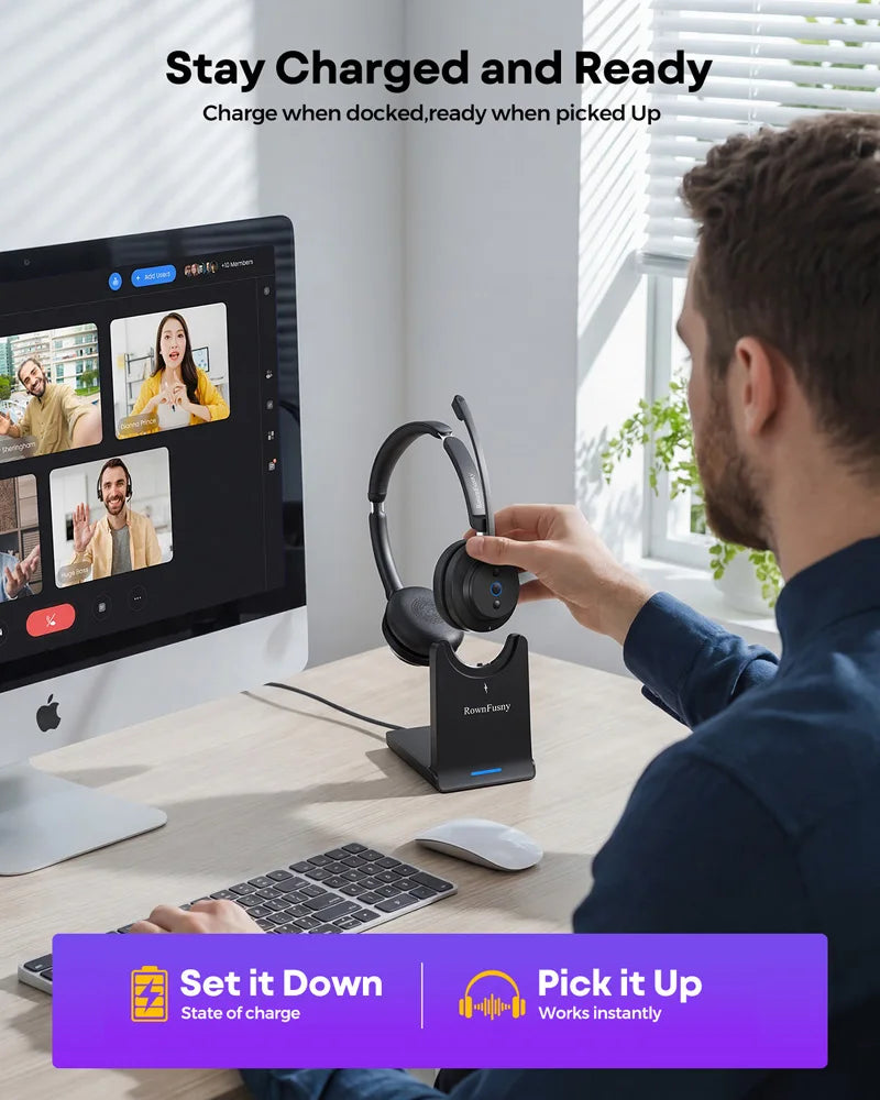 Rownfusny Auriculares Bluetooth Dongle USB Call Center