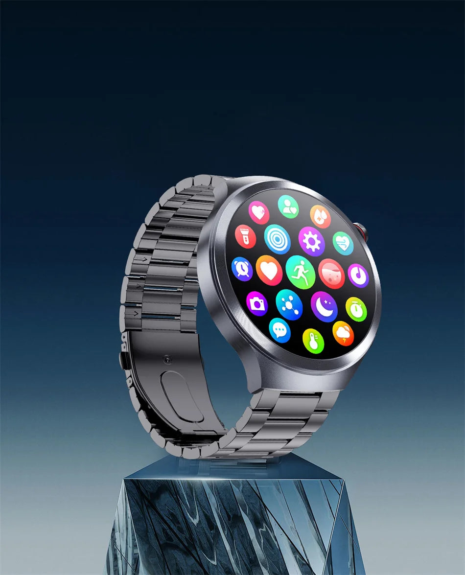 Nuevo Reloj Inteligente con Pantalla de Cristal de Zafiro de 1.73 Pulgadas, Monitor de Salud, Ácido Úrico, Grasa en Sangre, Presión Arterial, ECG+PPG, Análisis Corporal, para Hombre