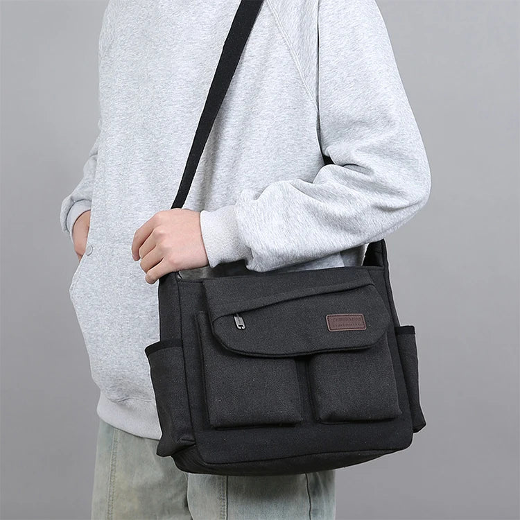 Bolso bandolera para hombre, diseño con múltiples bolsillos, bolso de hombro de gran capacidad, elementos esenciales para exteriores, almacenamiento funcional, viajeros urbanos