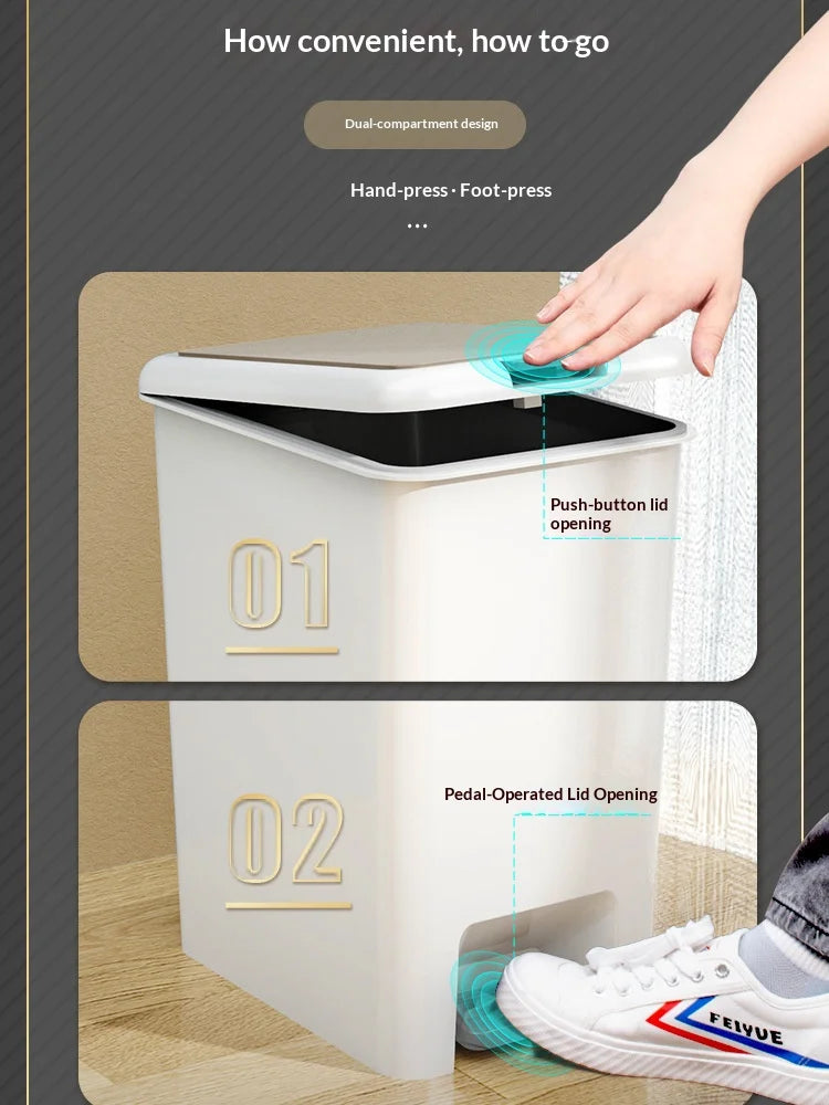 Cubo de basura con tapa doble, gran capacidad para cocina, baño, sala de estar, cubo de basura antiolores para el hogar, 1 ud.