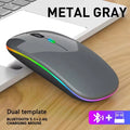 Ratón inalámbrico LED, recargable por USB, compatible con Bluetooth, RGB, silencioso, ergonómico, con retroiluminación, para ordenador portátil, PC y ipad