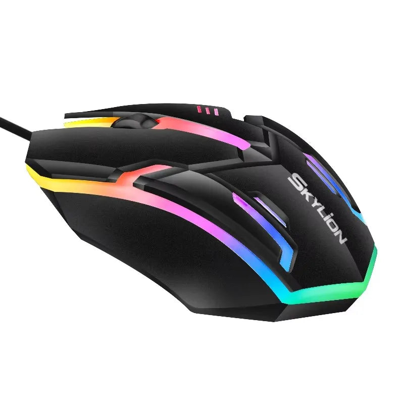 Ratón F1 con cable para juegos y oficina, periférico de 3 teclas con iluminación colorida para Microsoft Windows y Apple IOS