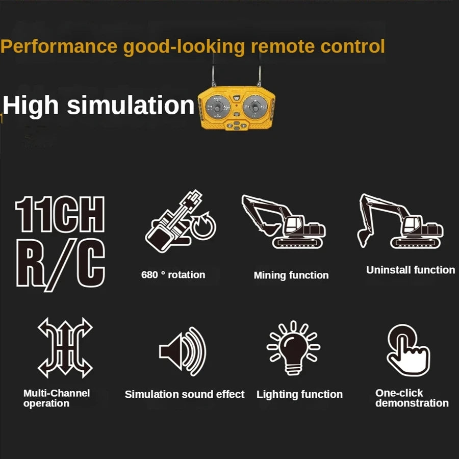 Excavadora, Volquete y Bulldozer RC 4WD con Control Remoto, Vehículos de Construcción