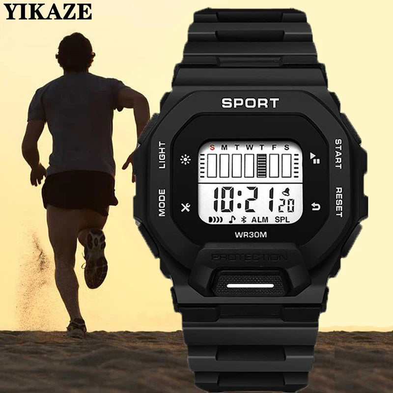 Reloj deportivo YIKAZE para hombre, relojes digitales LED resistentes al agua, tendencia de aventura al aire libre para estudiantes, reloj electrónico multifuncional para regalo