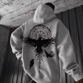 Buzo con Capucha Estampado Vikingo Águila Y2K Hombre