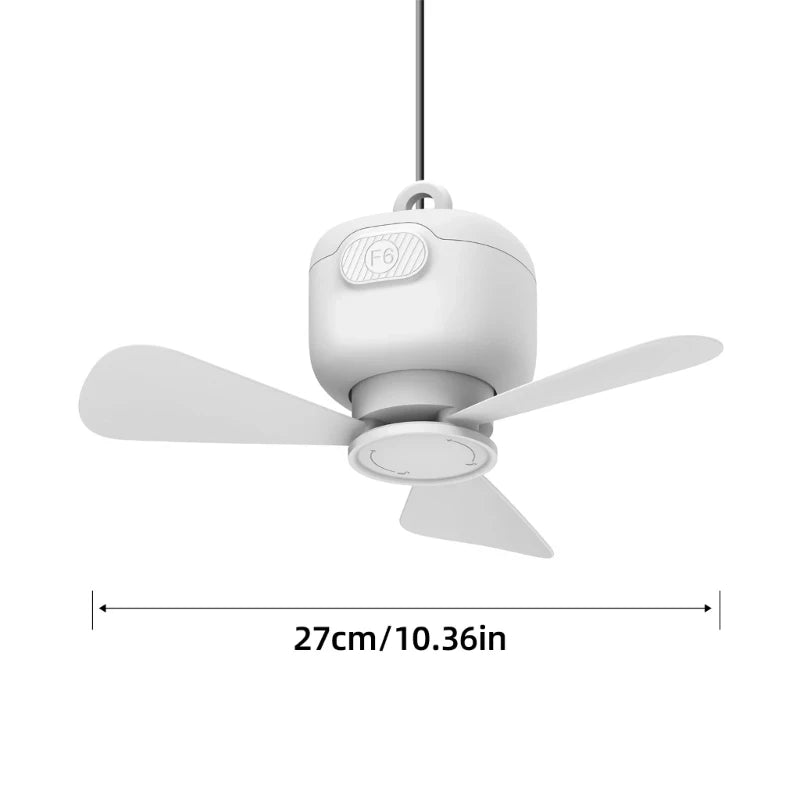 Ventilador de techo USB con 3 velocidades, ventilador de 3 metros con hoja desmontable, portátil, silencioso, refrigeración interior, exterior, tienda de campaña, Control de línea