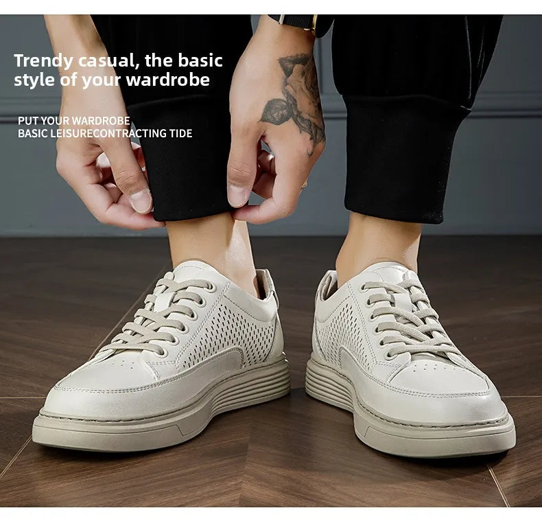Zapatos Casuales de Cuero Genuino para Hombre - Suela Gruesa