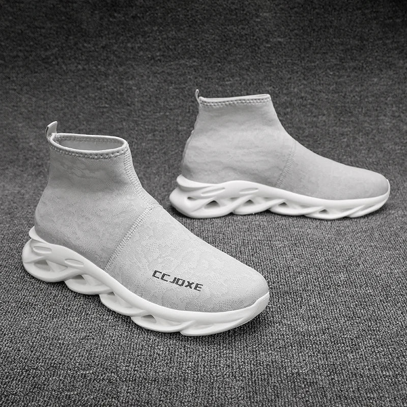 Zapatos informales transpirables para hombre, zapatos tobilleros antideslizantes a la moda para caminar al aire libre, zapatillas de deporte para hombre, zapatillas sin cordones con aumento de altura