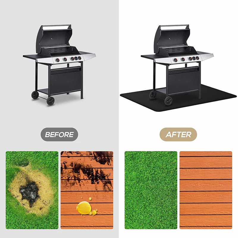 LMETJMA - Alfombrillas para parrilla, doble cara, ignífugas, protectoras para parrilla exterior, resistentes al aceite y al agua, para barbacoa, fogatas y chimeneas