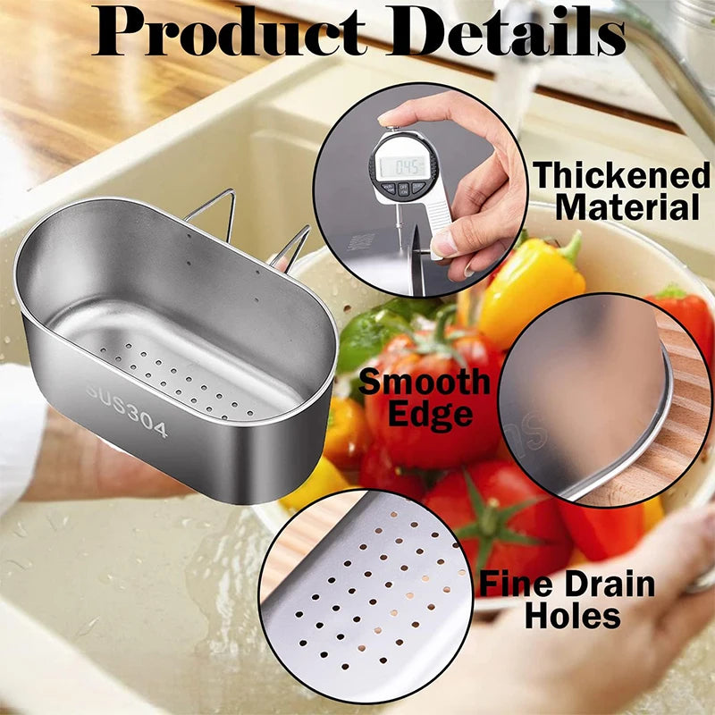 LMETJMA-colador de drenaje para fregadero de acero inoxidable, cesta de cocina, recogedor de alimentos, colador de frutas y verduras para filtro de residuos de cocina JT243