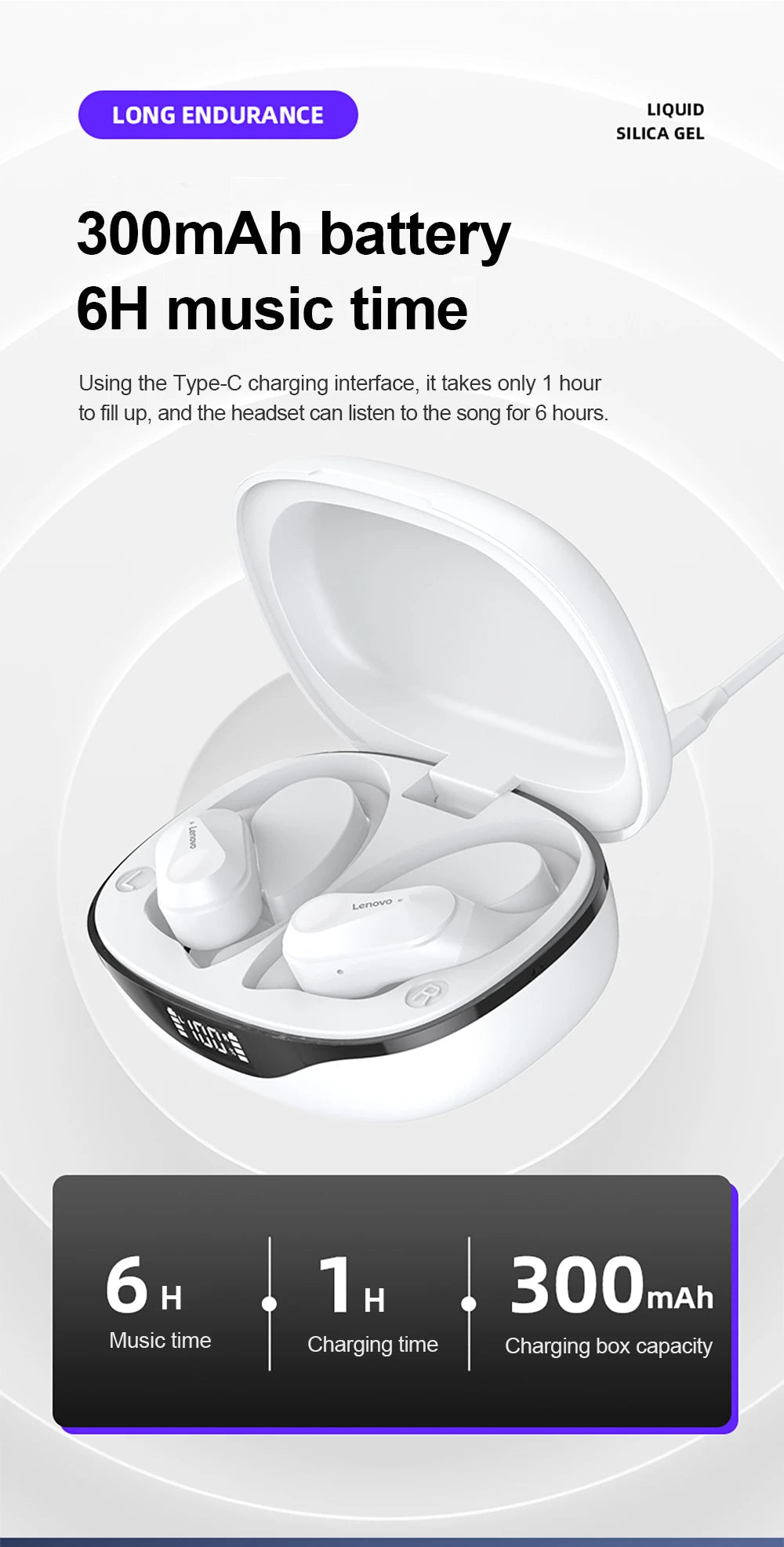 Auriculares Bluetooth TWS Lenovo LP75 Deportivos con Gancho y Micrófono