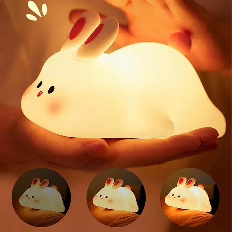 Luz nocturna de silicona suave: lámpara de noche regulable de 3 niveles con control táctil recargable por USB para guardería, niños, bebés y decoración de regalo