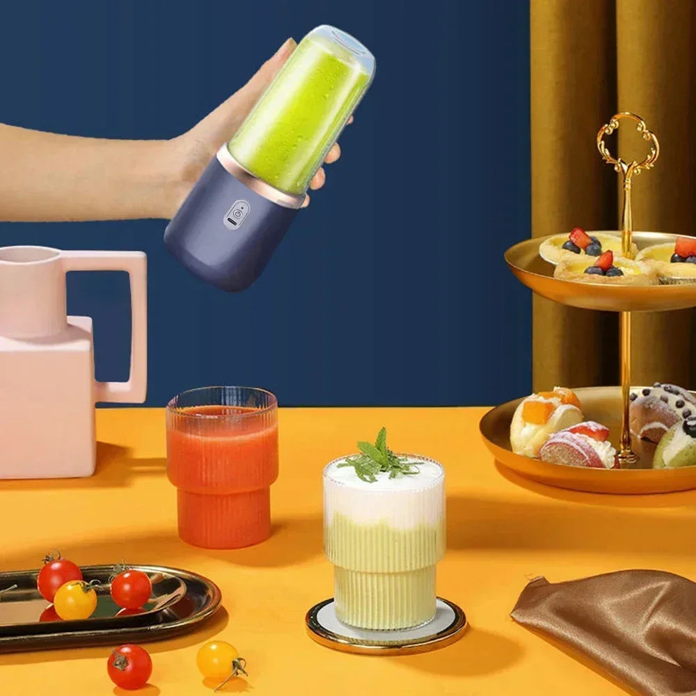 Exprimidor Portátil USB con 6 Cuchillas y 2 Vasos