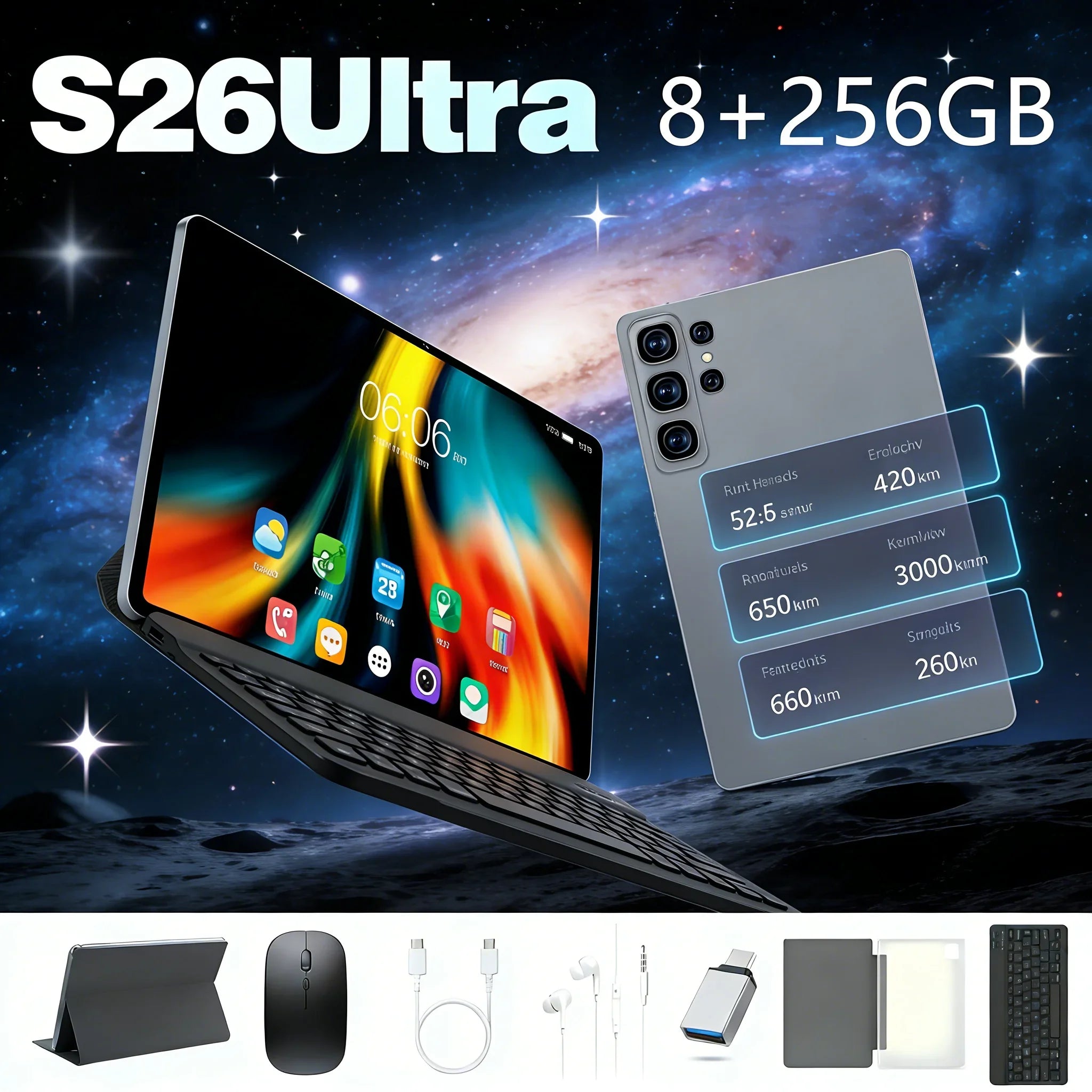 Tablet S26 Ultra, 8GB RAM, 256GB, Android 15, Pantalla Completa, Entretenimiento y Oficina, Superventas