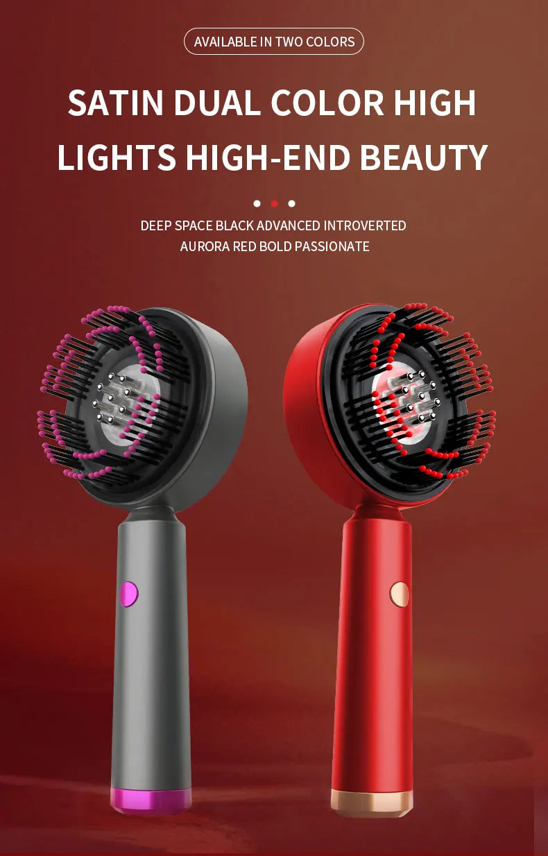 Peine de masaje con vibración eléctrica, terapia de luz roja, masaje para el crecimiento del cabello, cepillo para el cuero cabelludo, aplicador de aceite líquido anticaída, cuidado del cabello