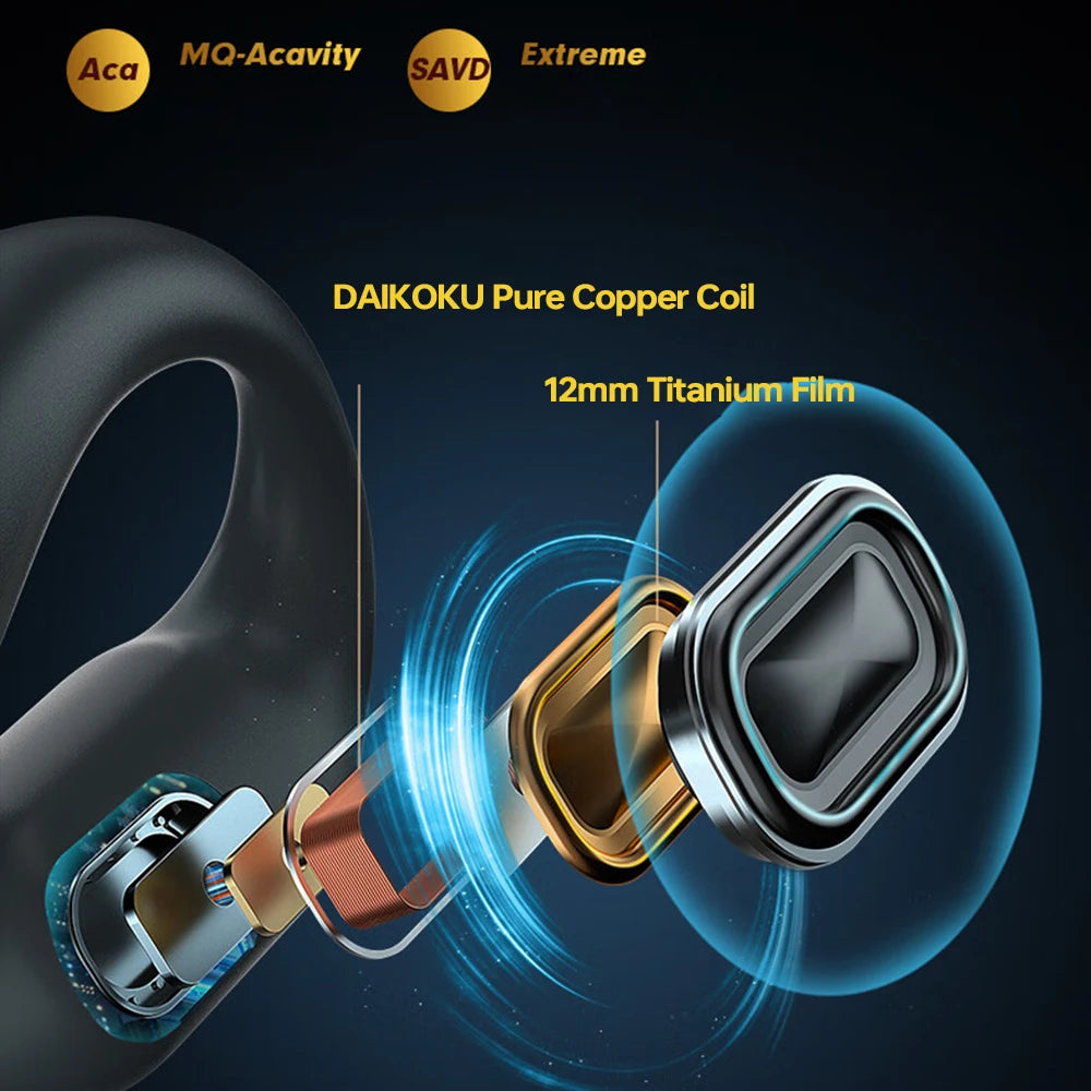 Ohayo 4GB auriculares con reproductor de música auriculares abiertos Bluetooth 5,3 auriculares IPX7 impermeables con tira de luz LED micrófono ENC