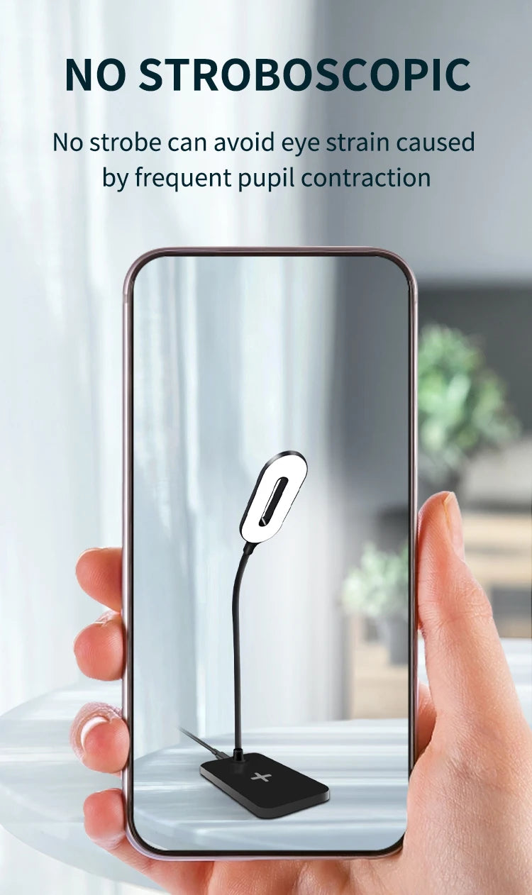 Lámpara de escritorio de lectura, lámpara LED de escritorio, enchufe USB, carga inalámbrica, teléfono móvil, protección ocular táctil, luz de mesa, iluminación de oficina en casa