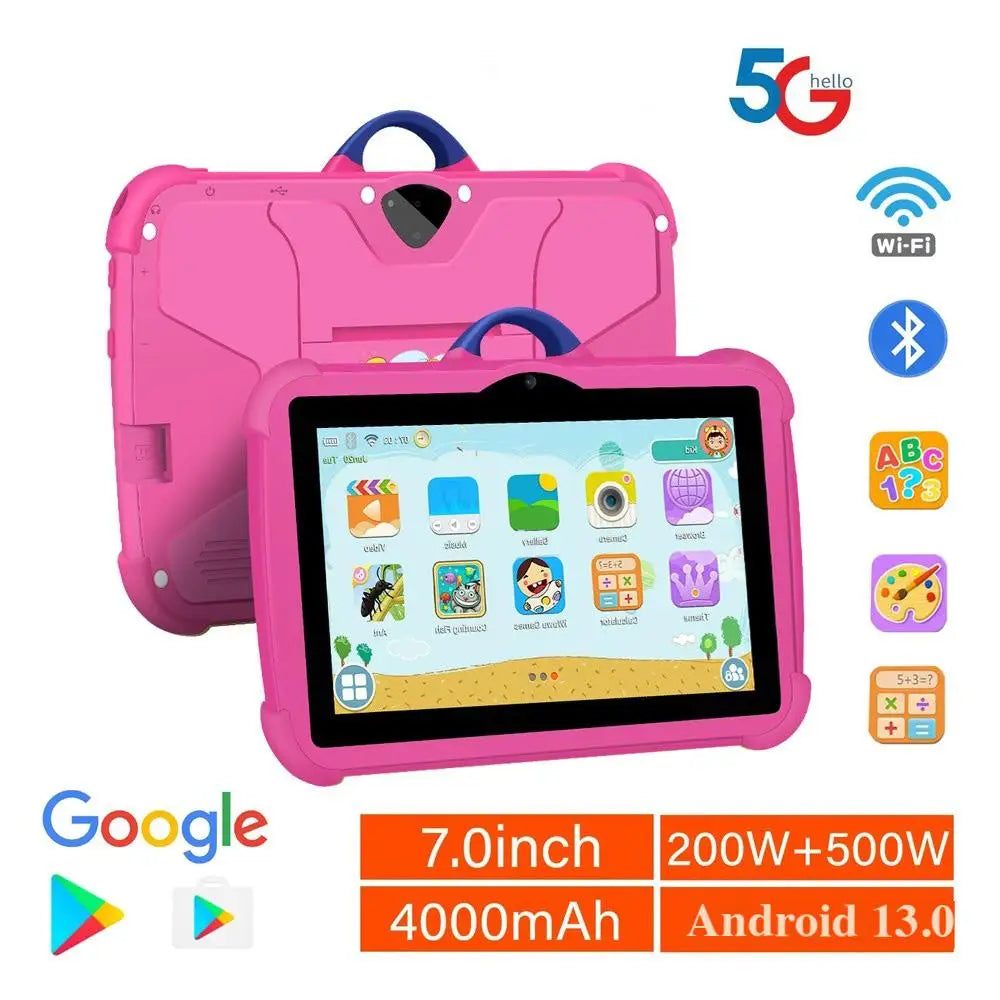 Nueva Tablet Infantil de 7 Pulgadas con WiFi, Android, para Aprendizaje y Educación, Quad Core, 4GB RAM, 64GB ROM, Regalo Ideal para Niños