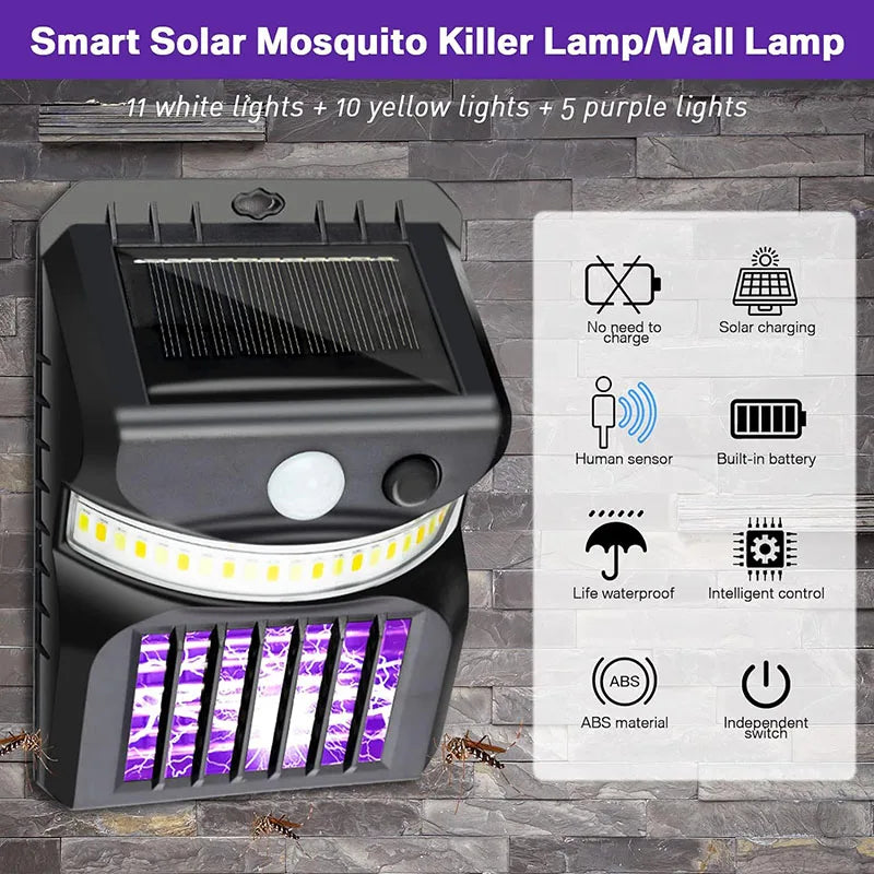 Lámpara Solar Matamosquitos 2 en 1 para Jardín