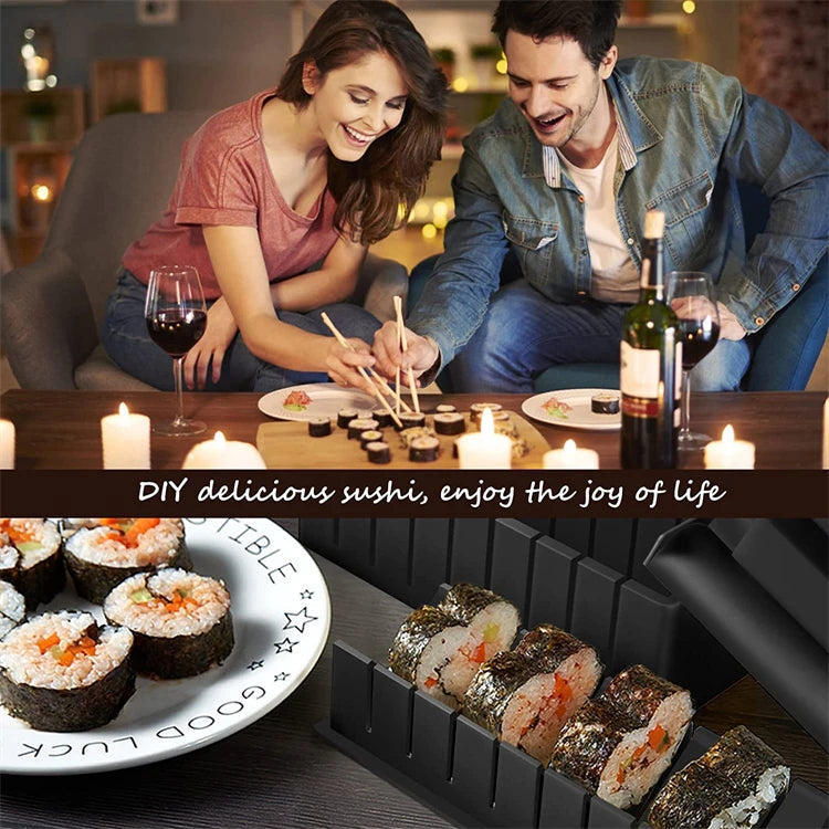 LMETJMA 10 Uds Kit para hacer Sushi DIY molde para Sushi prensa con molde para rollo de arroz para Sushi fabricante de Sushi molde para rollo de arroz KC0473