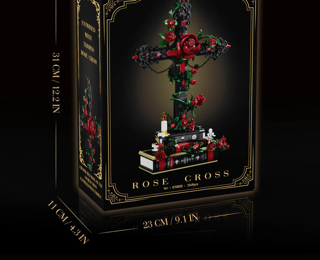 K70005 Juguetes de ensamblaje modelo Gothic Rose Cross, juguetes de bloques de construcción MOC, adorno de escritorio, juguetes educativos, regalo de cumpleaños para adultos