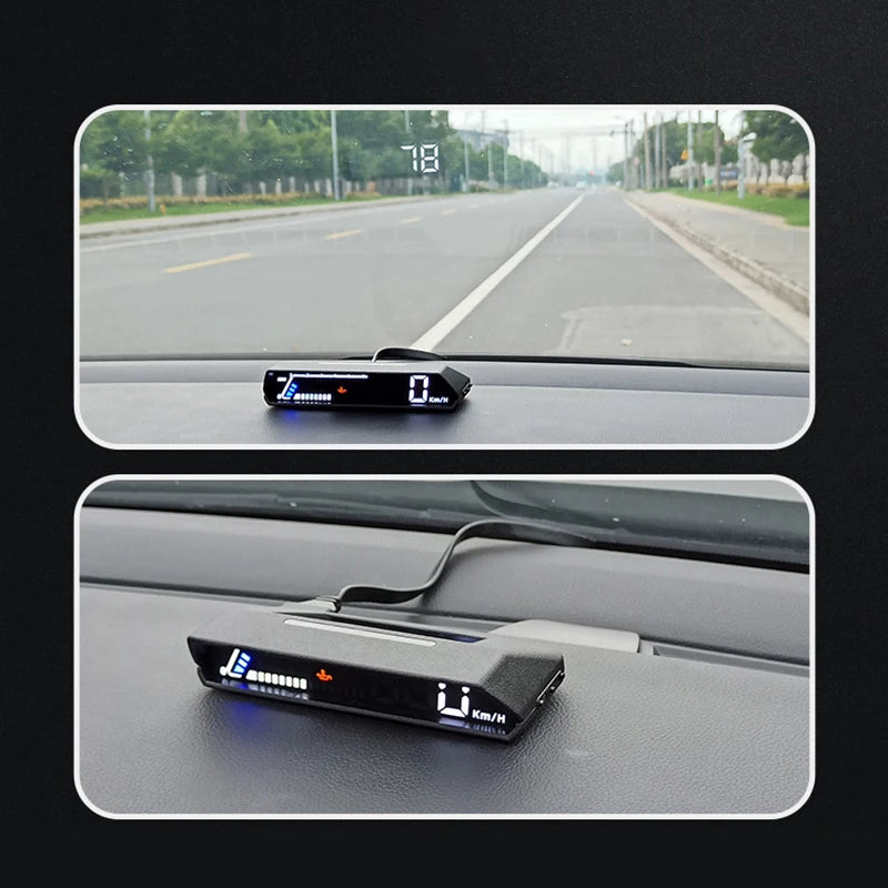 Velocímetro Digital de doble pantalla para coche, velocímetro de conducción HUD ODB, proyector de parabrisas, pantalla frontal de voltaje para vehículos de camión