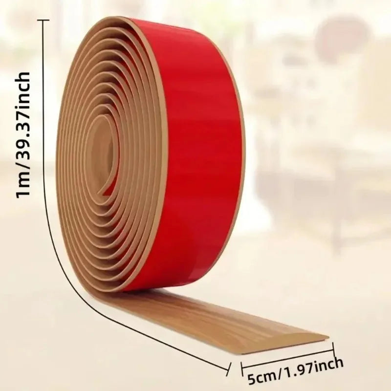 Tira de Transición para Piso de PVC con Aspecto de Madera, Autoadhesiva, de 1M, Antideslizante y Resistente al Viento, Recortable, para la Base de Puertas y Sellado de Ventanas
