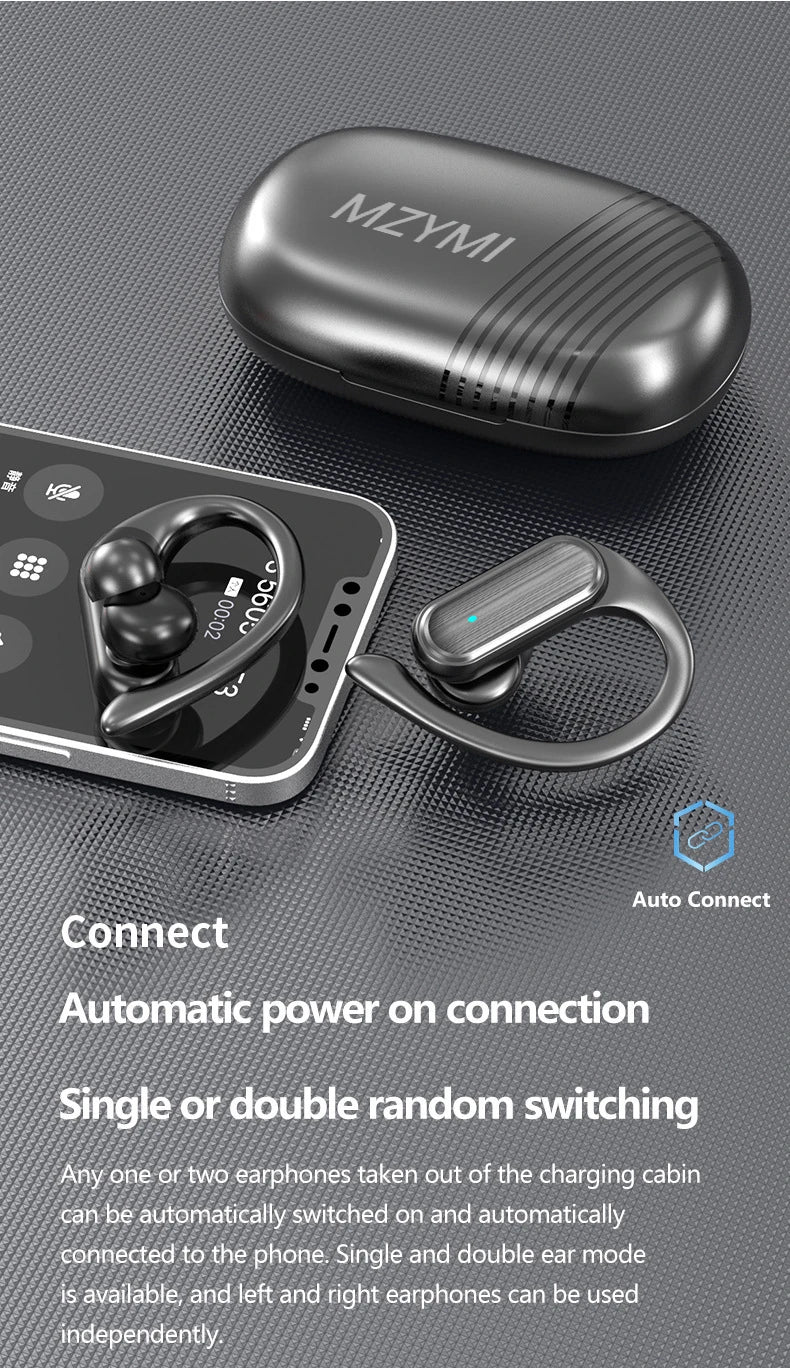 MZYMI Auriculares Bluetooth 5.3 Pantalla Digital
