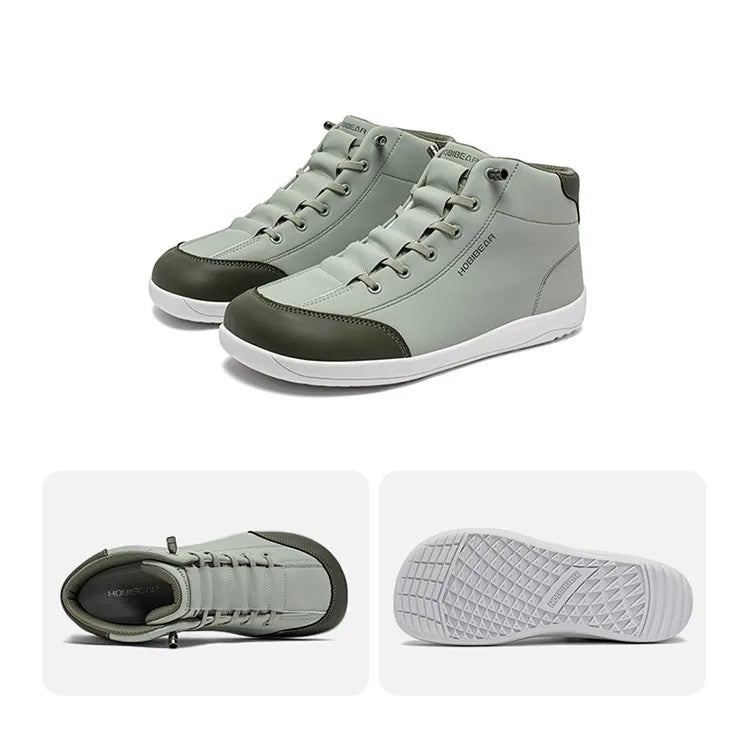 HOBIBEAR Zapatos descalzos de caña media, botines minimalistas con punta ancha Unisex, zapatillas antideslizantes de cuero Artificial para exteriores