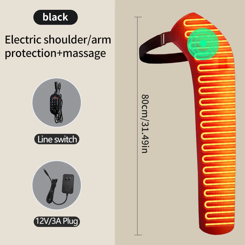 Soporte de Brazo Largo con Calefacción y Masaje, Faja Eléctrica Térmica para Alivio del Dolor de Hombro, Brazo, Codo, Muñeca y Mano