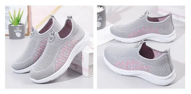 Zapatillas de malla a cuadros para mujer, livianas y cómodas para caminar
