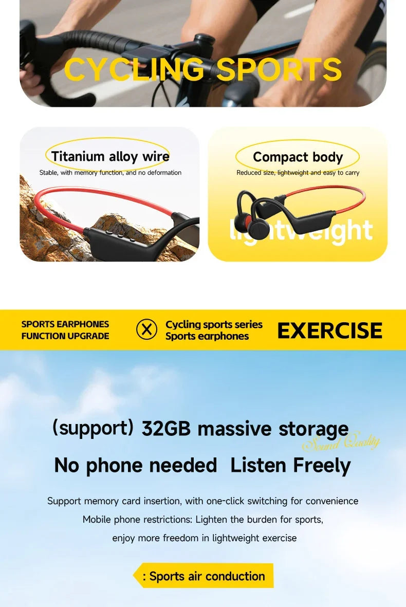 Auriculares de Conducción Ósea IPX8 Bluetooth Deportivos