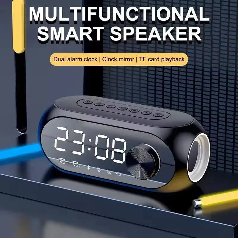 Altavoz Bluetooth Inalámbrico, Reloj Despertador, Radio FM Portátil, Subwoofer, Caja de Sonido, Mini Lámpara, Woofers, Caixa De Som, Coluna, Bocina