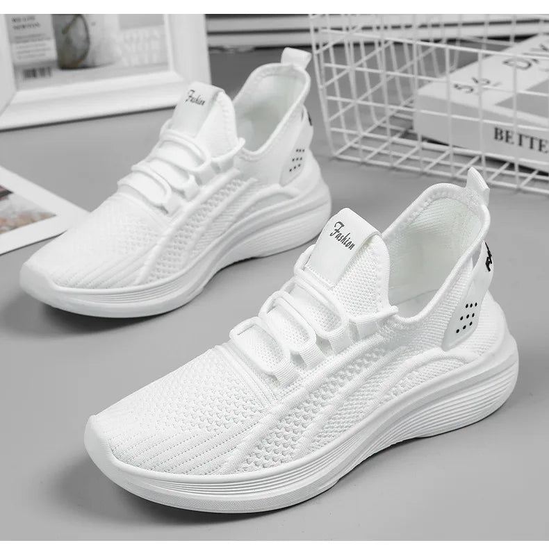 Zapatos informales para mujer, gran oferta, calcetín sin cordones de malla de aire transpirable, calzado para exteriores, zapatillas de deporte para mujer, plataformas de fondo grueso, 2025