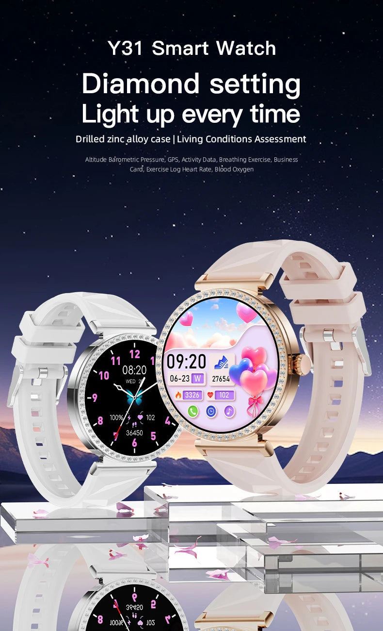 LIGE Reloj Inteligente Lujo con Diamantes GPS