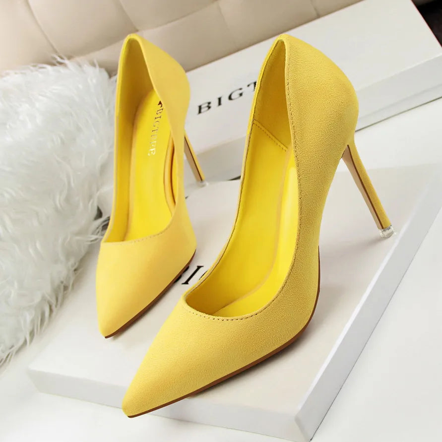 Zapatos de Tacón Alto 9cm para Mujer - Gamuza, Tallas Grandes