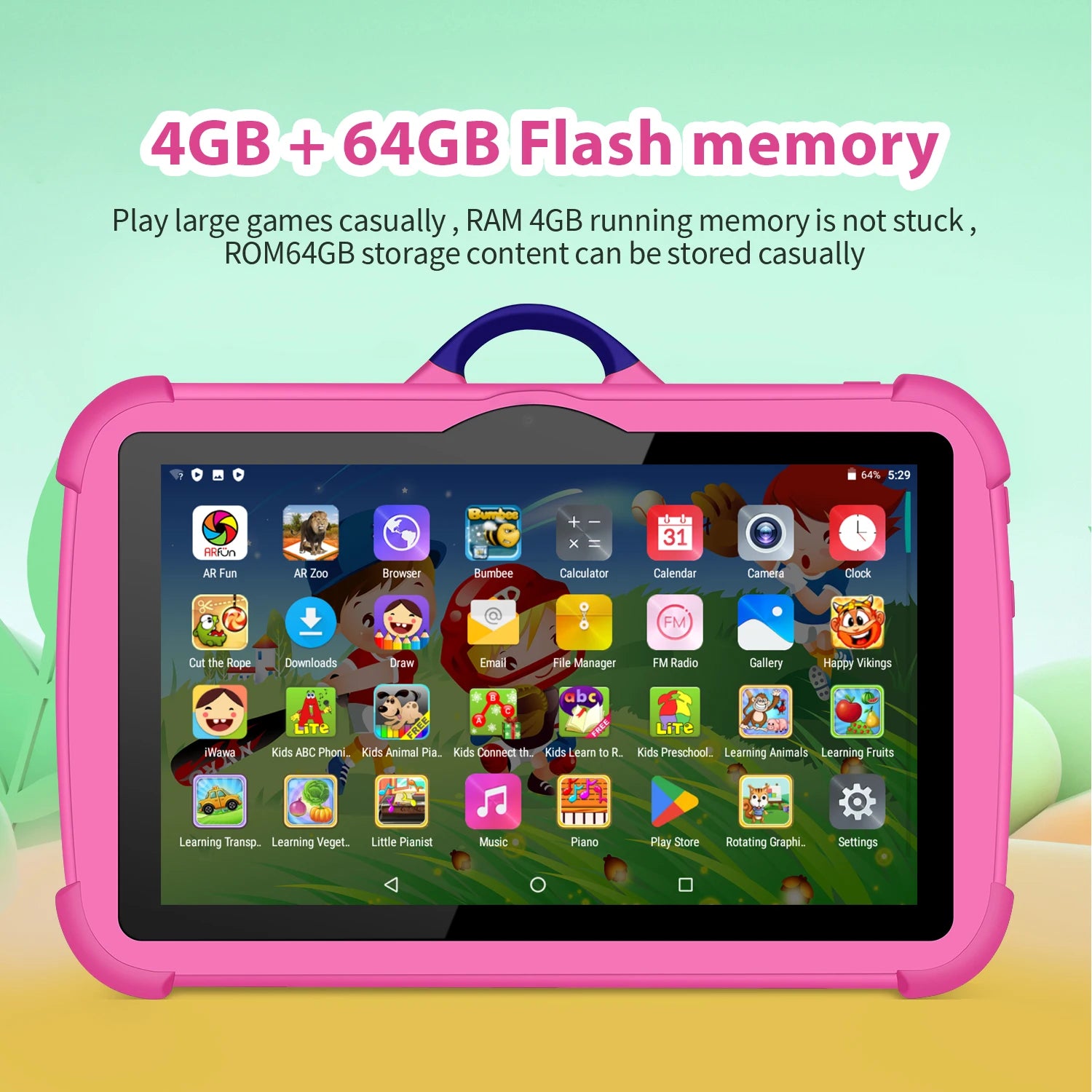 Tablet infantil de 7 pulgadas, Android 13, 5G WiFi, 4GB RAM y 64GB ROM