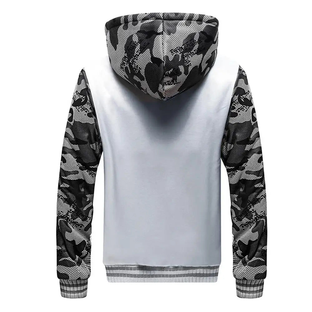 Chaqueta de Invierno con Capucha para Hombre - Camuflaje Forro Polar