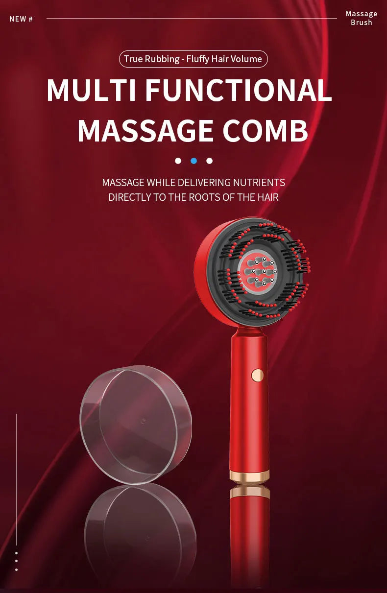 Peine de masaje con vibración eléctrica, terapia de luz roja, masaje para el crecimiento del cabello, cepillo para el cuero cabelludo, aplicador de aceite líquido anticaída, cuidado del cabello