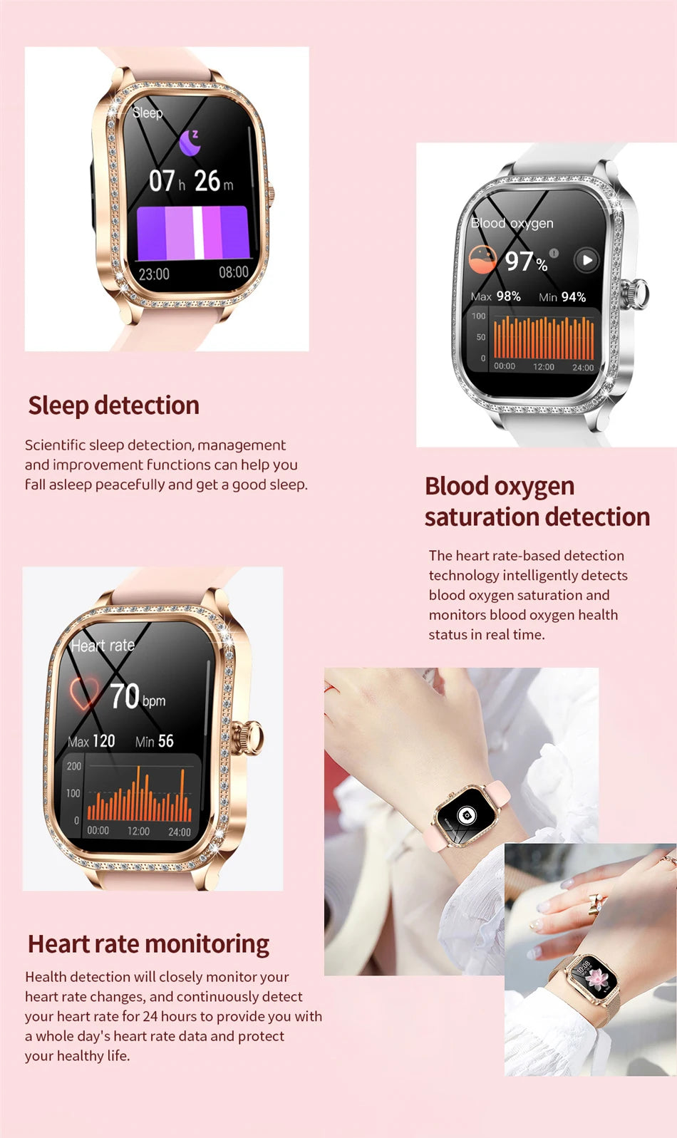 Smartwatch para mujer con pantalla curva HD 1.75 pulgadas y llamadas Bluetooth