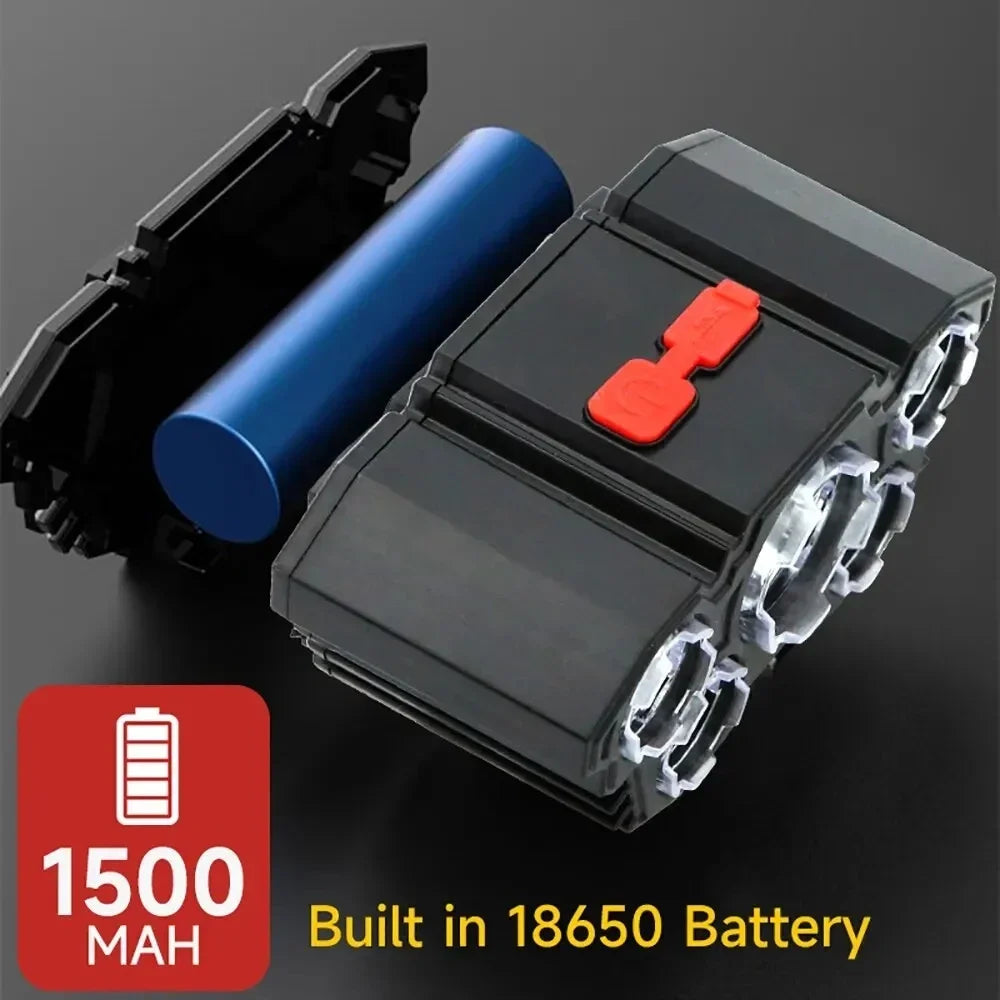 Linterna Frontal Recargable USB 5 LED para Pesca y Camping