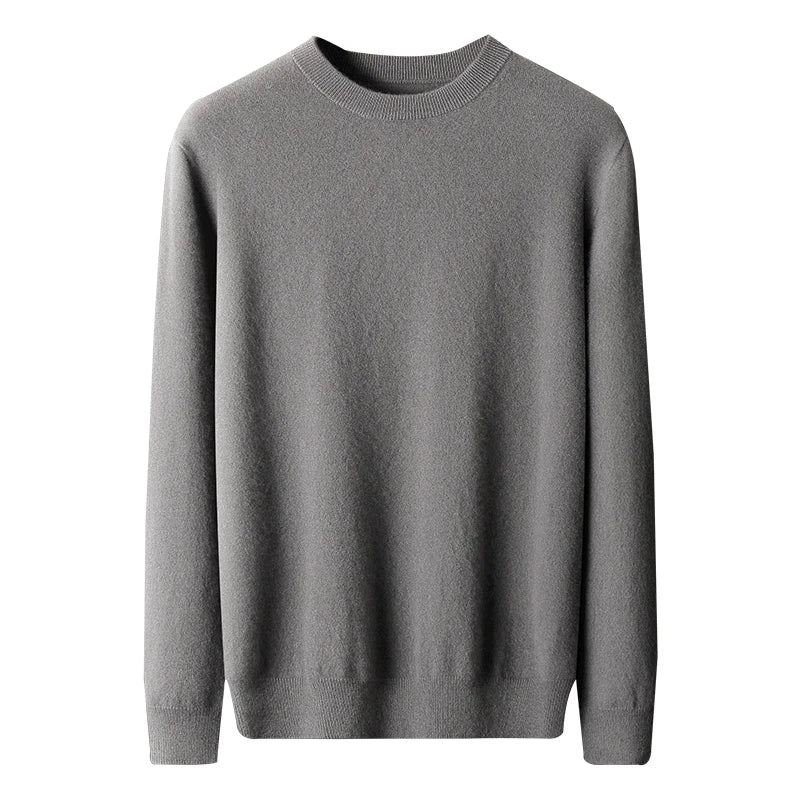 Suéter de Lana Merino 100% para Hombre - Cuello Redondo, Manga Larga