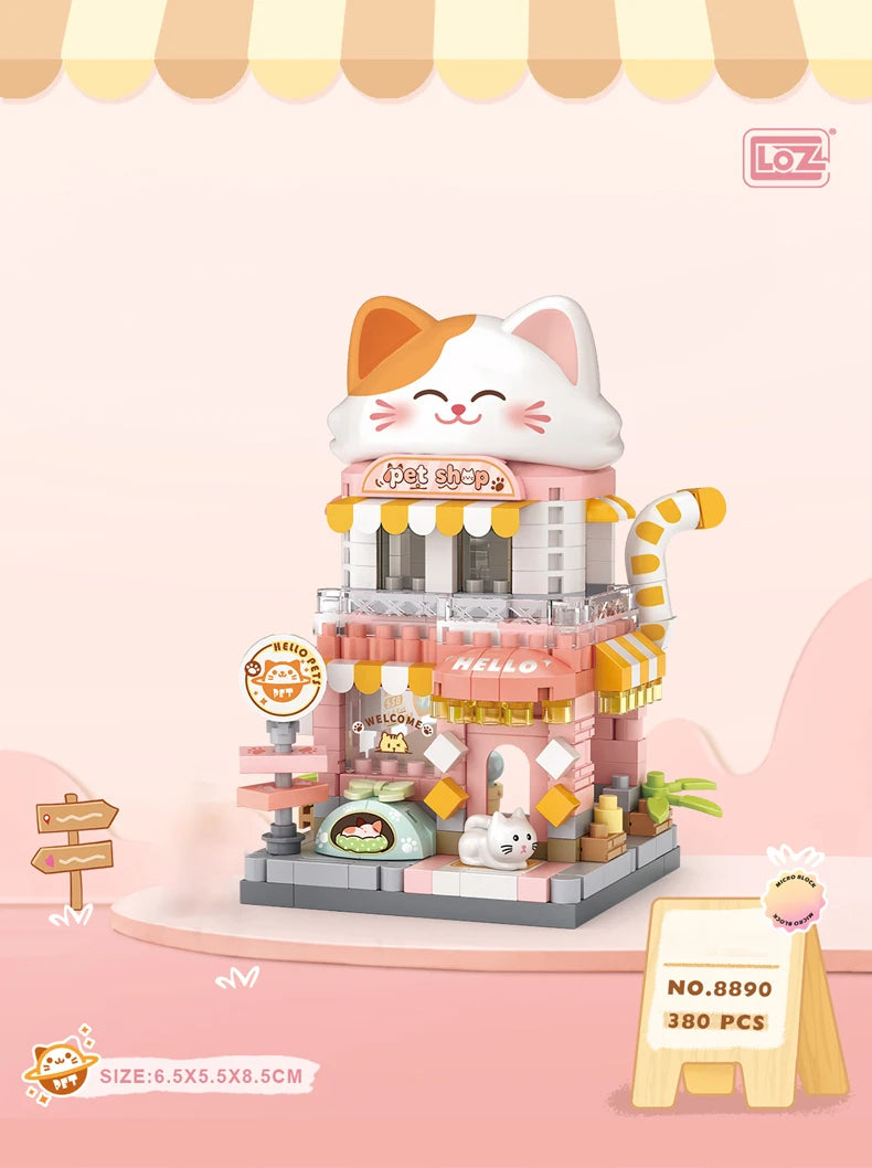 LOZ Food Street Bakery, Tienda de Té con Leche, Modelo Arquitectónico para Armar, Bloques de Construcción de Juguete, Escena de Calle, Regalos de Cumpleaños para Niños