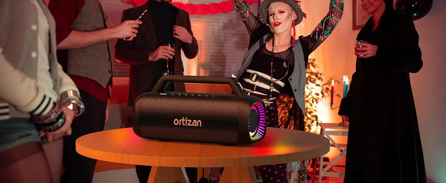 Altavoces Ortizan de 60W (80W de Pico) Inalámbricos Bluetooth con Bajos Potentes, Altavoces Subwoofer Grandes Inalámbricos Bluetooth 5.3 con Banco de Energía