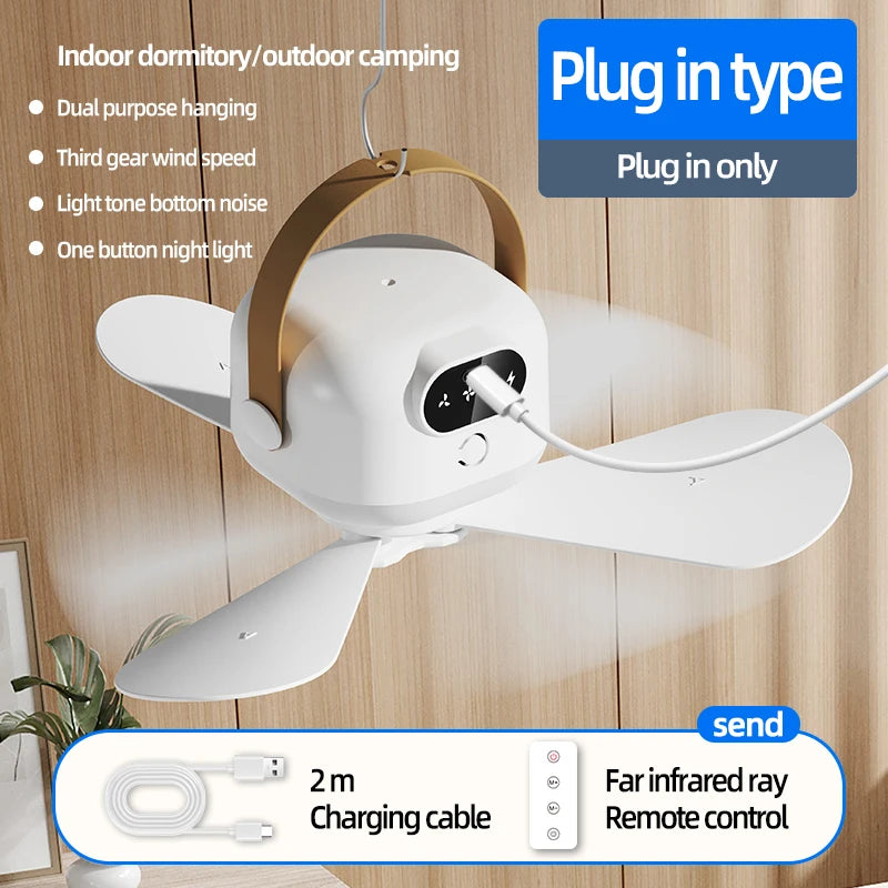 Mini Ventilador de Techo Portátil para Acampar