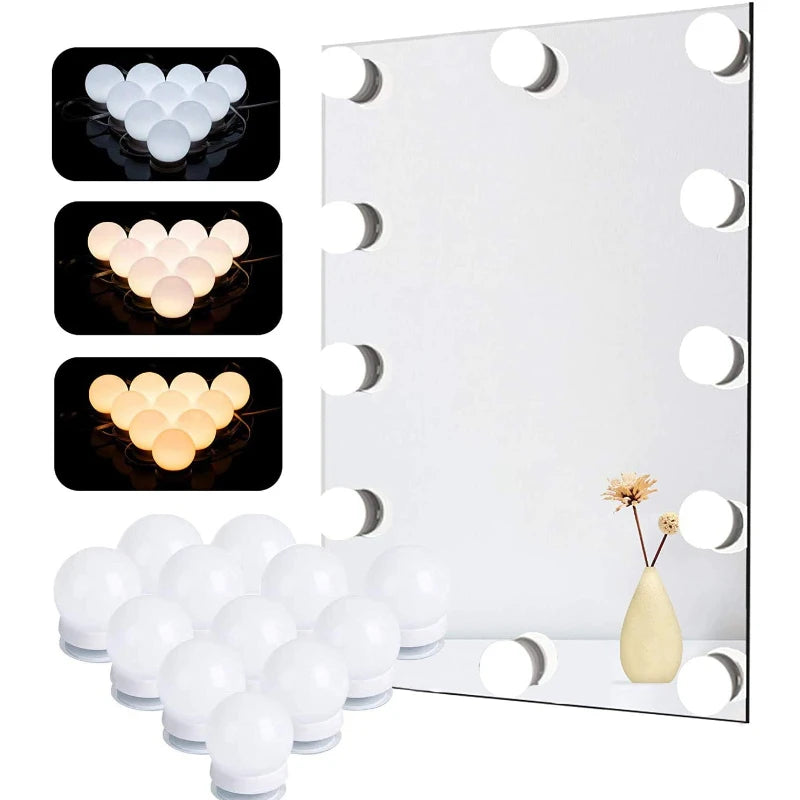 Bombillas de espejo, luces de tocador USB de 5V, iluminación de tocador de baño, luz LED de tocador regulable para espejo de maquillaje, luz LED