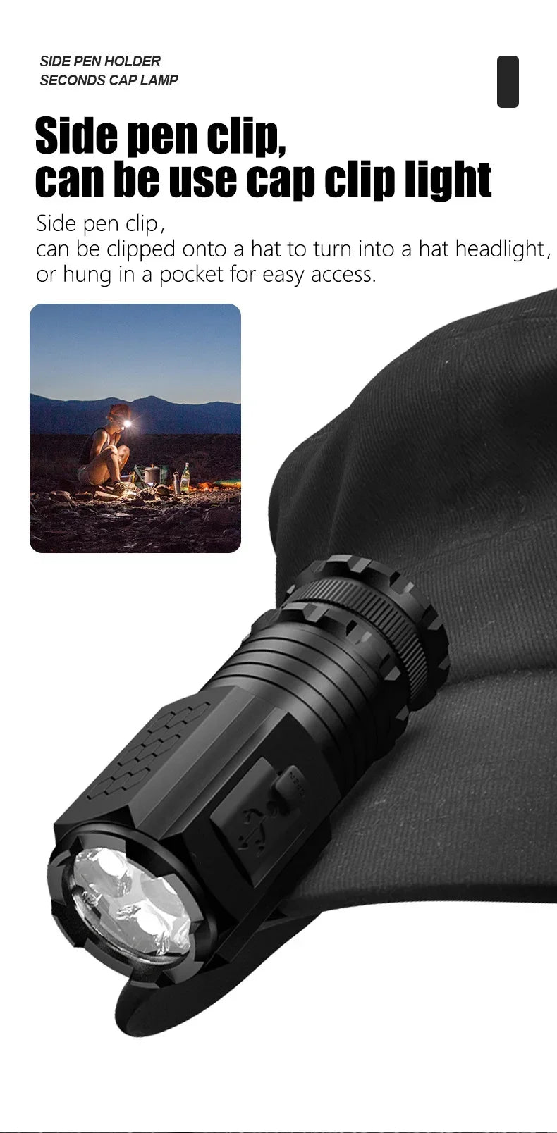 Mini Linterna LED Llavero EDC Táctica para Camping