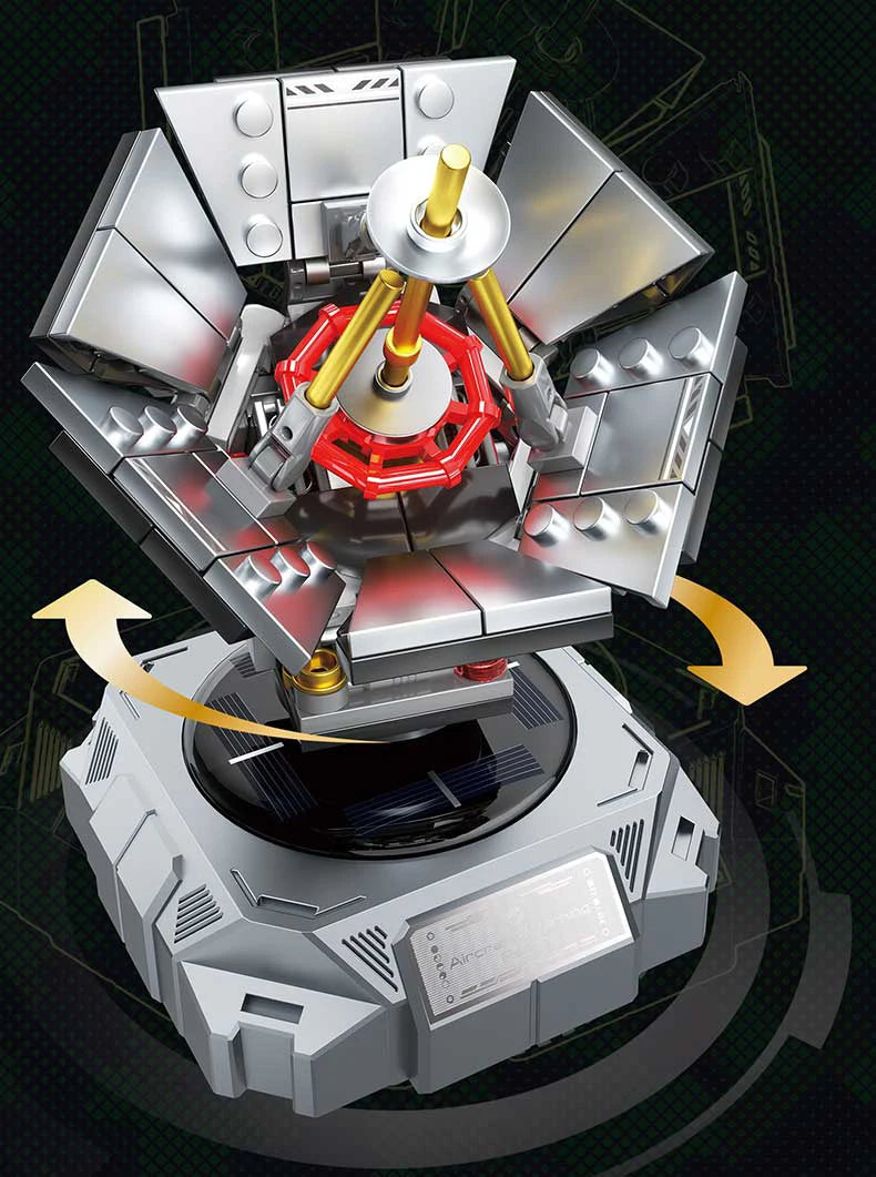 Juego de bloques de construcción militares con energía solar JAKI, adorno de escritorio, juguete educativo para ensamblar modelos, regalo de cumpleaños para niños