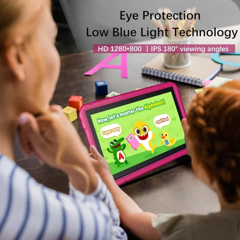 Gran oferta tableta Android 13 de 10,1 pulgadas para niños, funda de silicona de regalo tipo C, 4GB de RAM, 64GB de ROM, Allwinner A523, CPU de 8 núcleos, 6000mAh